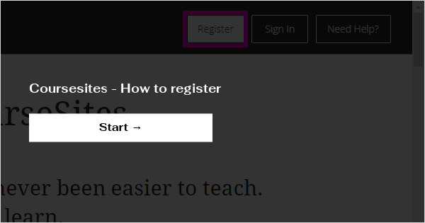 Coursesites - How to register