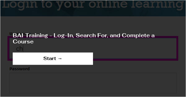 BAI Training - Log-In, Search For, and Complete a Course