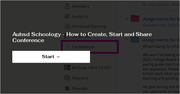 Auhsd Schoology - How to Create, Start and Share Conference
