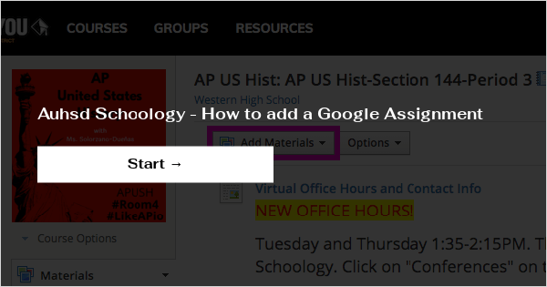 Auhsd Schoology - How to add a Google Assignment