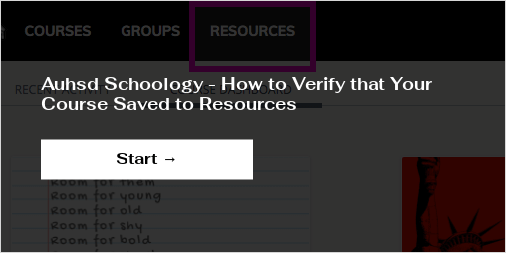 Auhsd Schoology - How to Verify that Your Course Saved to Resources