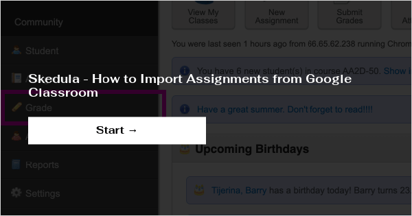 Skedula - How to Import Assignments from Google Classroom