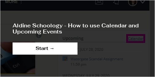 Aldine Schoology - How to use Calendar and Upcoming Events