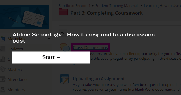 Aldine Schoology - How to respond to a discussion post
