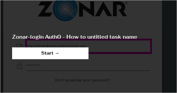 Zonar-login Auth0 - How to untitled task name
