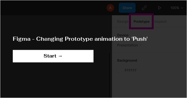 Figma - Changing Prototype animation to 'Push'