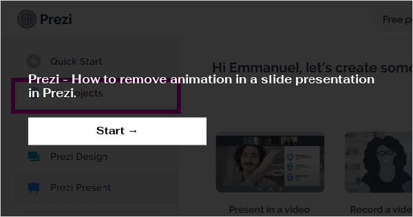 Prezi - How to remove animation in a slide presentation in Prezi.