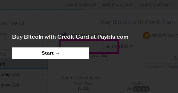 Buy Bitcoin with Credit Card at Paybis.com